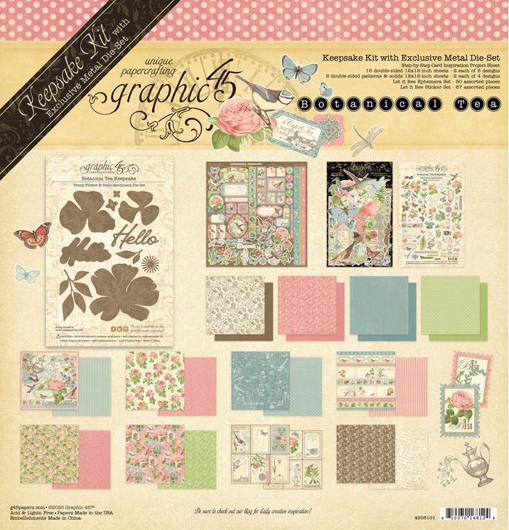 Graphic 45 Botanical Tea Keepsake Kit with Exclusive Metal Die-Set 