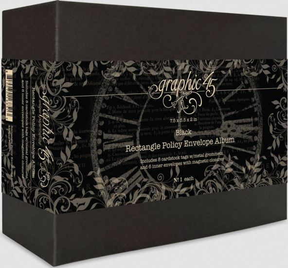 Graphic 45 Rectangle Policy Envelope Album Black (4503127)