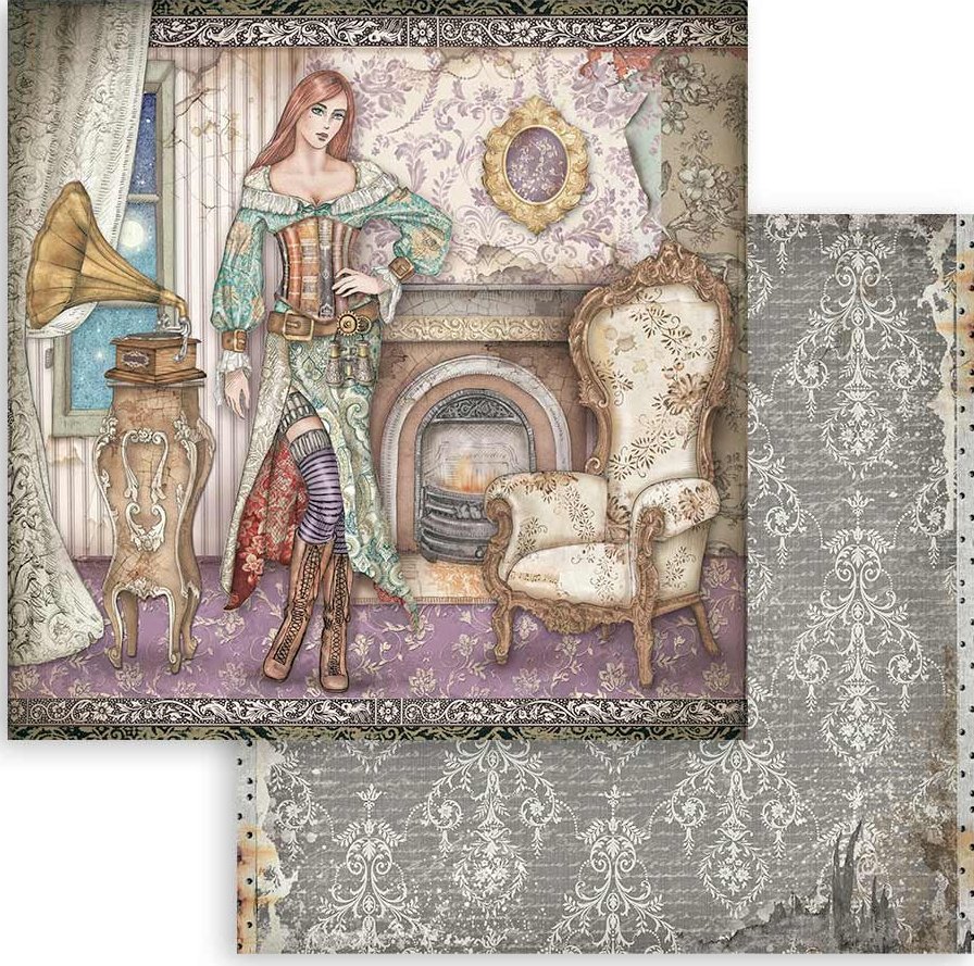 Stamperia Double-Sided Paper -  Lady Vagabond Lifestyle GRAMOPHONE  SBB841