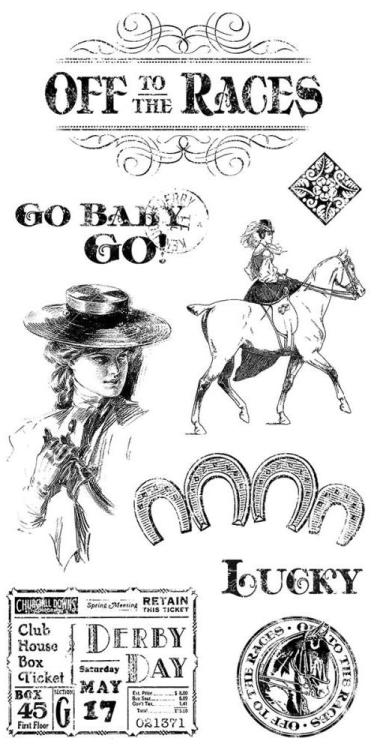 Graphic 45 Off To The Races Cling Stamp Set - #1