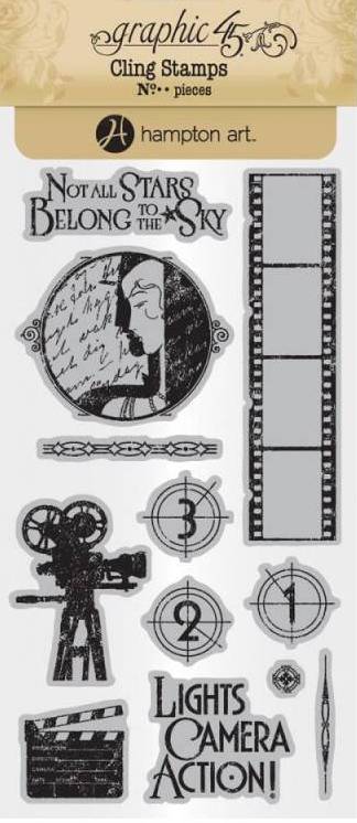 Graphic 45 Vintage Hollywood Cling Stamp Set - #1