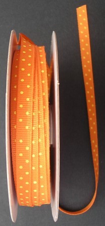 Grosgrain Ribbon -  Pin Dot Orange