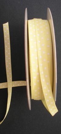 Grosgrain Ribbon -  Pin Dot Yellow 