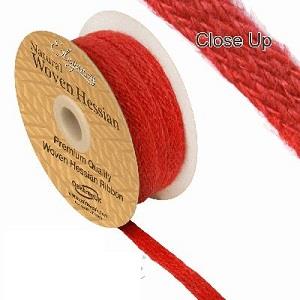 Woven Hessian Ribbon RED (10mmx10m)