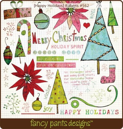 Fancy Pants Happy Holiday - Rub-Ons 8X8