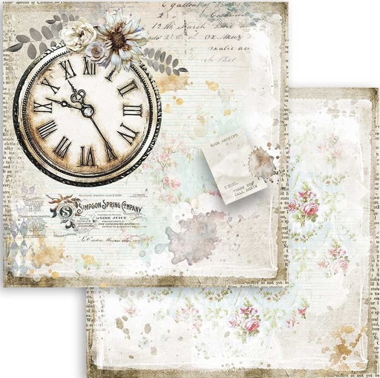 Stamperia Double-Sided Paper - Romantic Journal Clock (SBB782)