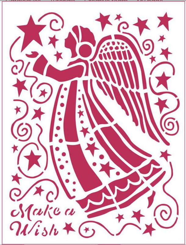 Stamperia Stencil  A5 MAKE A WISH ANGEL  (KSD305)