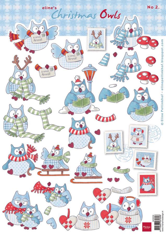 Marianne Design Decoupage sheets Eline's Christmas Owls 2