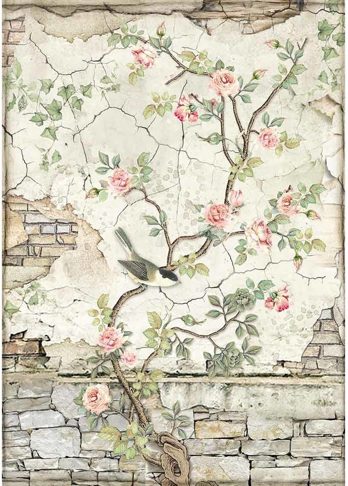 Stamperia House of Roses Rice Paper A4 -  LITTLE BIRD ON BRANCH (DFSA4446)