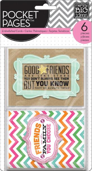 Me & My Big Ideas Pocket Pages Themed Embellished Cards GOOD FRIENDS