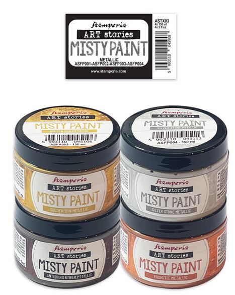 Stamperia Art Stories Misty Paint Metallic Selection (4x150ml) (ASTX03)