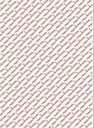 Background Paper - Happy Birthday (Red on White)