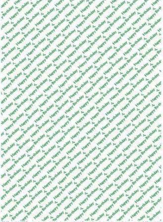 Background Paper - Happy Birthday (Green on White)