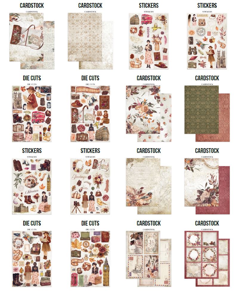 NEW Stamperia Our Way Junk Journal Stickers, Backgrounds, Cut-Outs (SBJK30) 