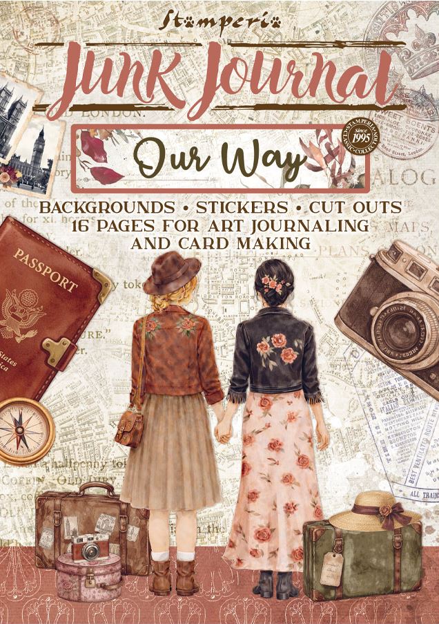 NEW Stamperia Our Way Junk Journal Stickers, Backgrounds, Cut-Outs (SBJK30) 