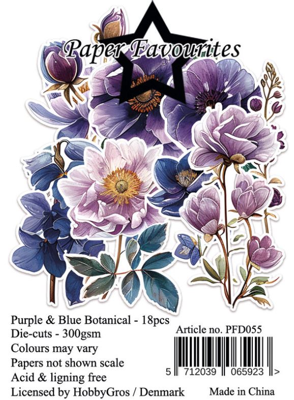 Paper Favourites Die-Cuts A7 Purple & Blue Botanical (18pcs) (PFD055)
