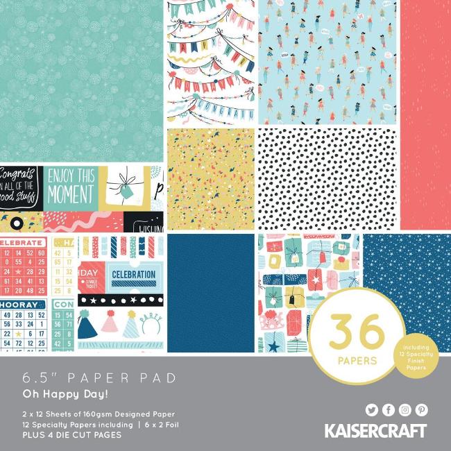 Kaisercraft Oh Happy Day! Paper Pad (Includes speciality and die-cut elements)