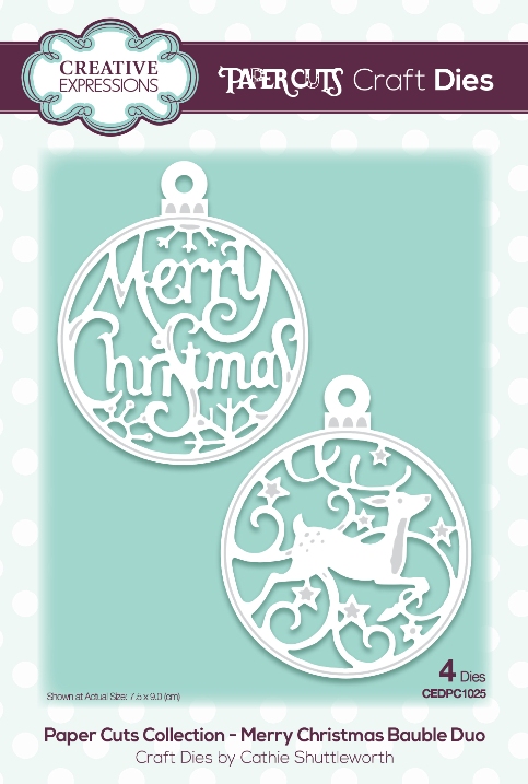 Paper Cuts Collection Merry Christmas Bauble Duo Craft Die (PC1025)