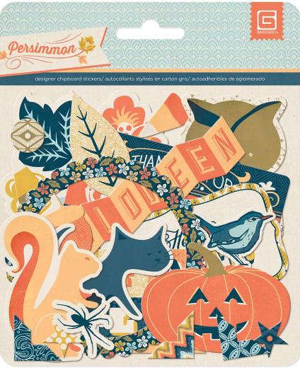 Basic Grey Persimmon Printed Chipboard Shapes