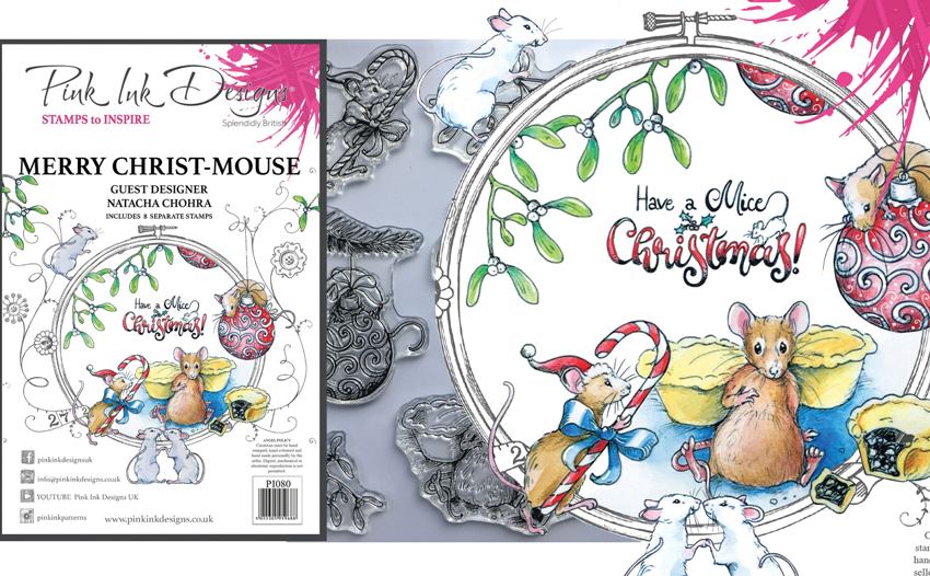 Pink Ink Design Stamps - Merry Christ-mouse (8 STAMPS)