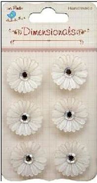 Paper Daisies w/Crystals-  White (PP1028)