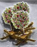 Handmade Xmas - Potted Tree with Berries/Gold Bow