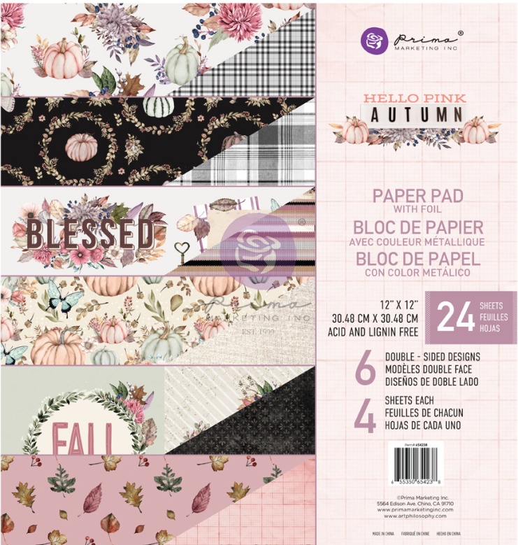 Prima Hello Pink Autumn 12x12 Paper Pack