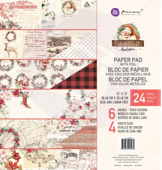 Prima Marketing Christmas in the Country 12x12 Inch Paper Pad 