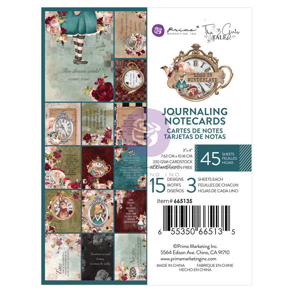 Prima Marketing Lost In Wonderland 3x4 Inch Journaling Cards