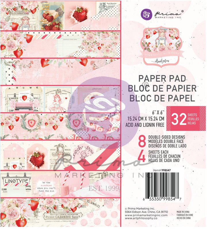 Prima Strawberry Milkshake 6x6 Paper Pad 