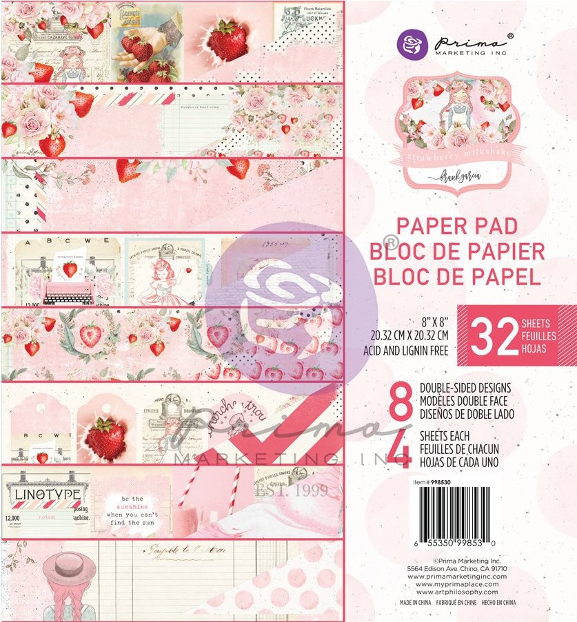 Prima Strawberry Milkshake 8x8 Paper Pad 