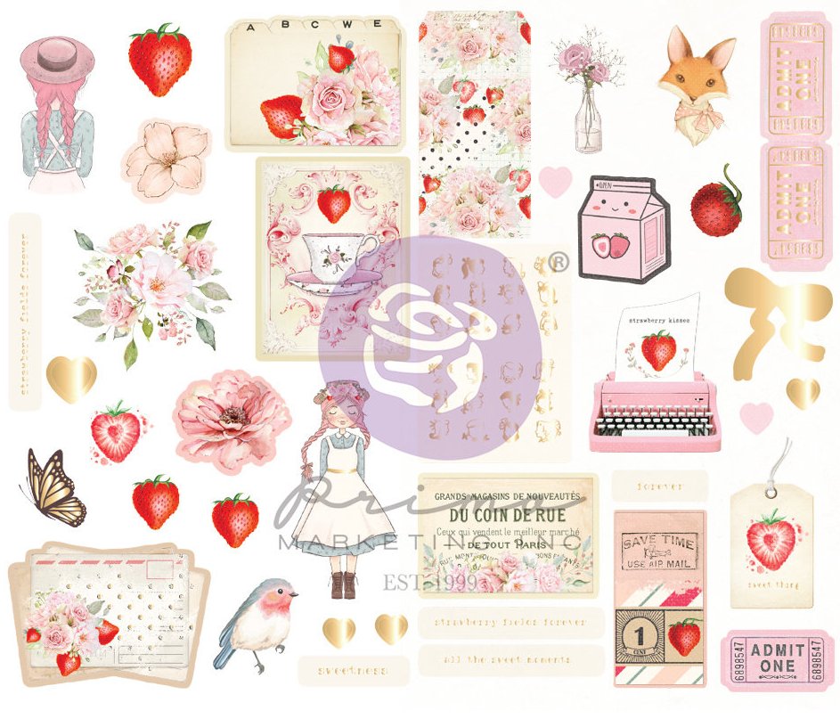Prima Strawberry Milkshake Chipboard Stickers (998561)