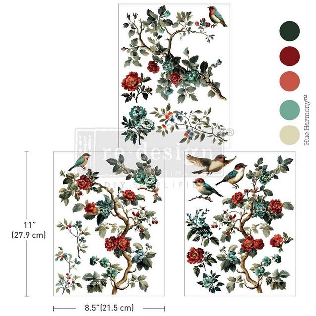 Re-Design with Prima - The Rosy Nest 8x5x11 Inch Middy Transfers (3pcs) (679934)