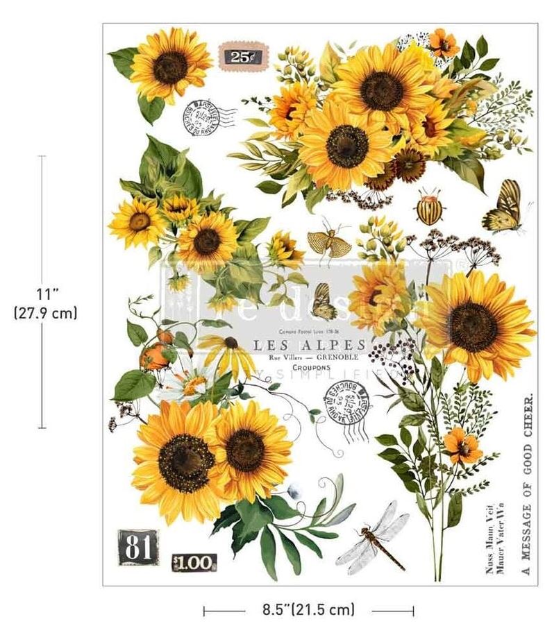 Re-Design with Prima - Rustic Amber Petals 8,5x11 Inch H2O Transfers Single Sheet (684631)