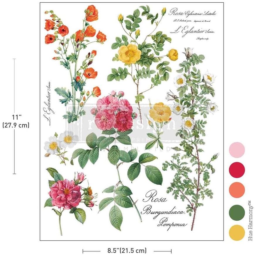 Re-Design with Prima - Poetry In Petals 8,5x11 Inch H2O Transfers Single Sheet (681951)