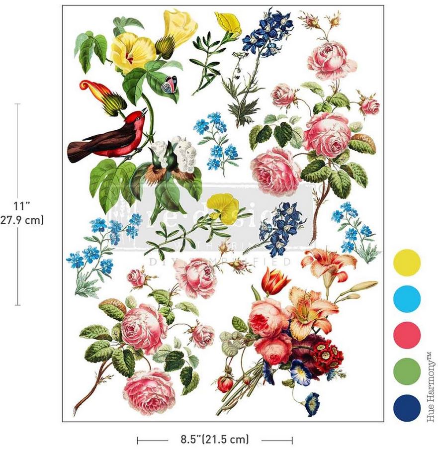 Re-Design with Prima - Rustic Romance 8,5x11 Inch H2O Transfers Single Sheet (681982)