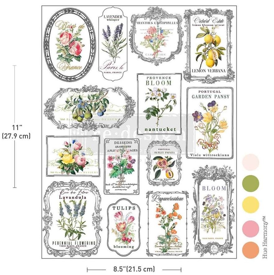 Re-Design with Prima - Whispers & Petals 8,5x11 Inch H2O Transfers Single Sheet (681968)