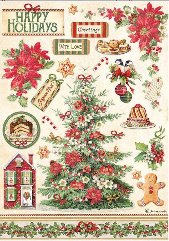 Stamperia A4 Rice Paper -  Classic Christmas Tree (DFSA4594)