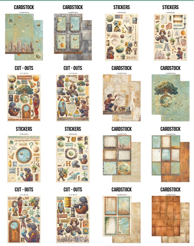 Stamperia A New Beginning Junk Journal Stickers, Backgrounds, Cut-Outs (SBJK16) 