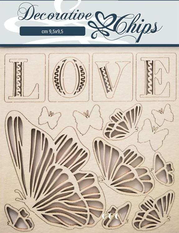 Stamperia Decorative Chips - LOVE  (SCB20)