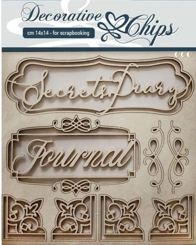 Stamperia Decorative Chips - Secret Diary (SCB25)