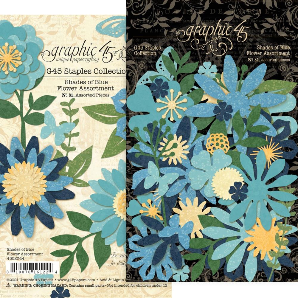 Graphic 45 Staples Flower Assortment SHADES OF BLUE