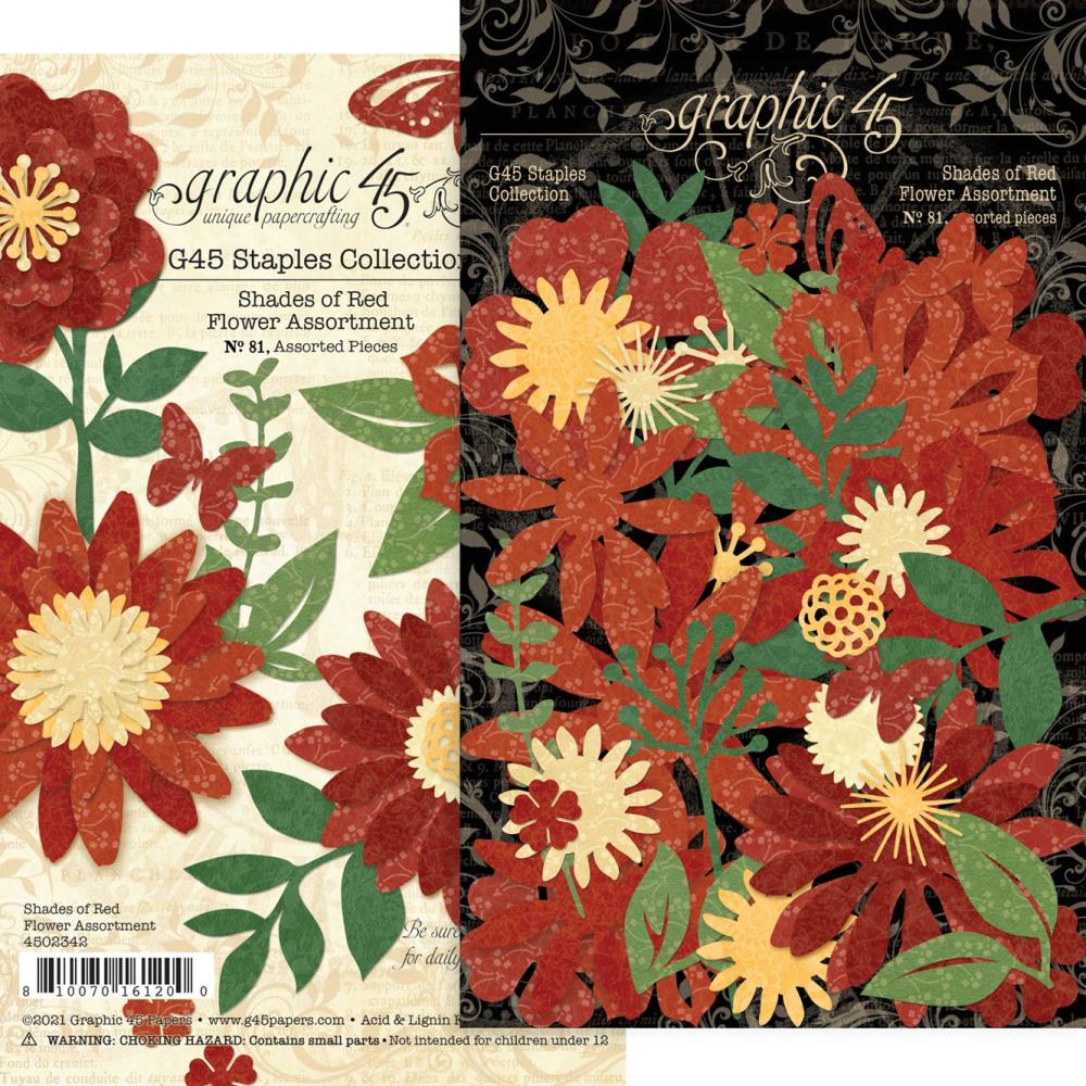 Graphic 45 Staples Flower Assortment SHADES OF RED