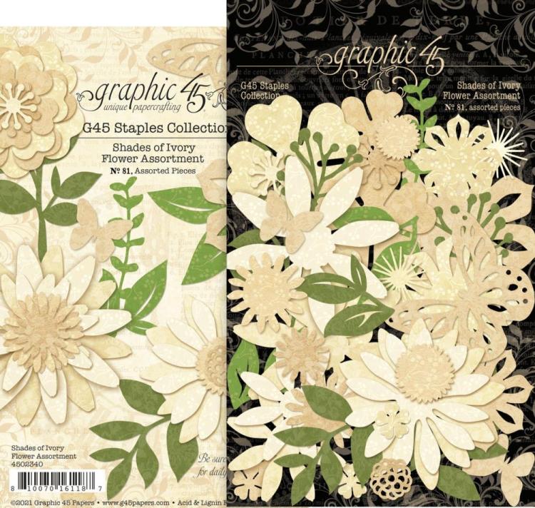 Graphic 45 Staples Flower Assortment SHADES OF IVORY