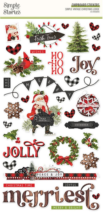 Simple Vintage Christmas Lodge Chipboard Stickers (18421)