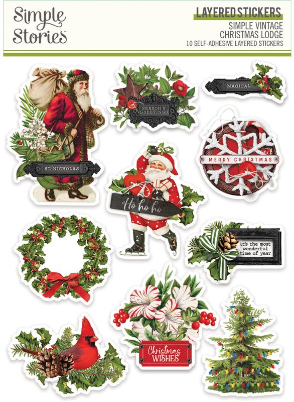 Simple Vintage Christmas Lodge Layered Stickers (18428)