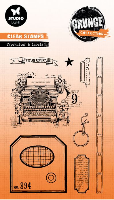 Studiolight Typewriter & Labels Grunge Clear Stamp (SL-GR-STAMP826) 