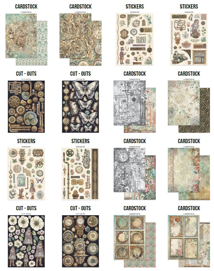 Stamperia Gardens of Time Junk Journal Stickers, Backgrounds, Cut-Outs
