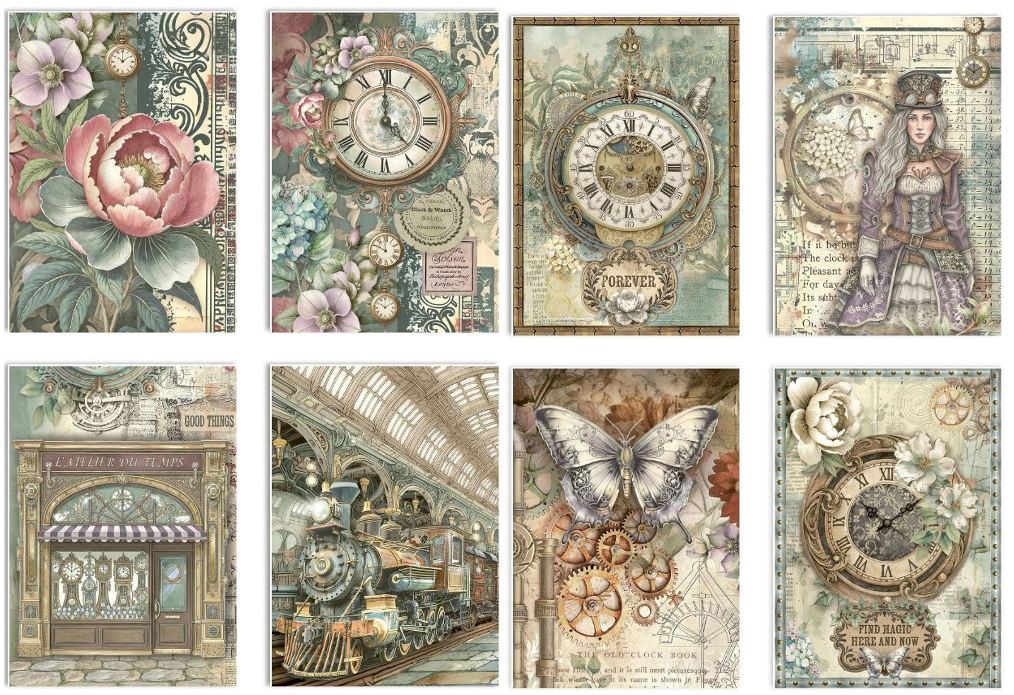 Stamperia Gardens of Time A6 Mini Rice Paper (8pcs) 