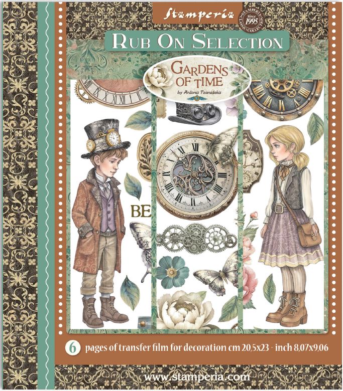 Stamperia Gardens of Time Rub-On 20,5x23cm Assortment (6pcs) (DFLRBXG04) 